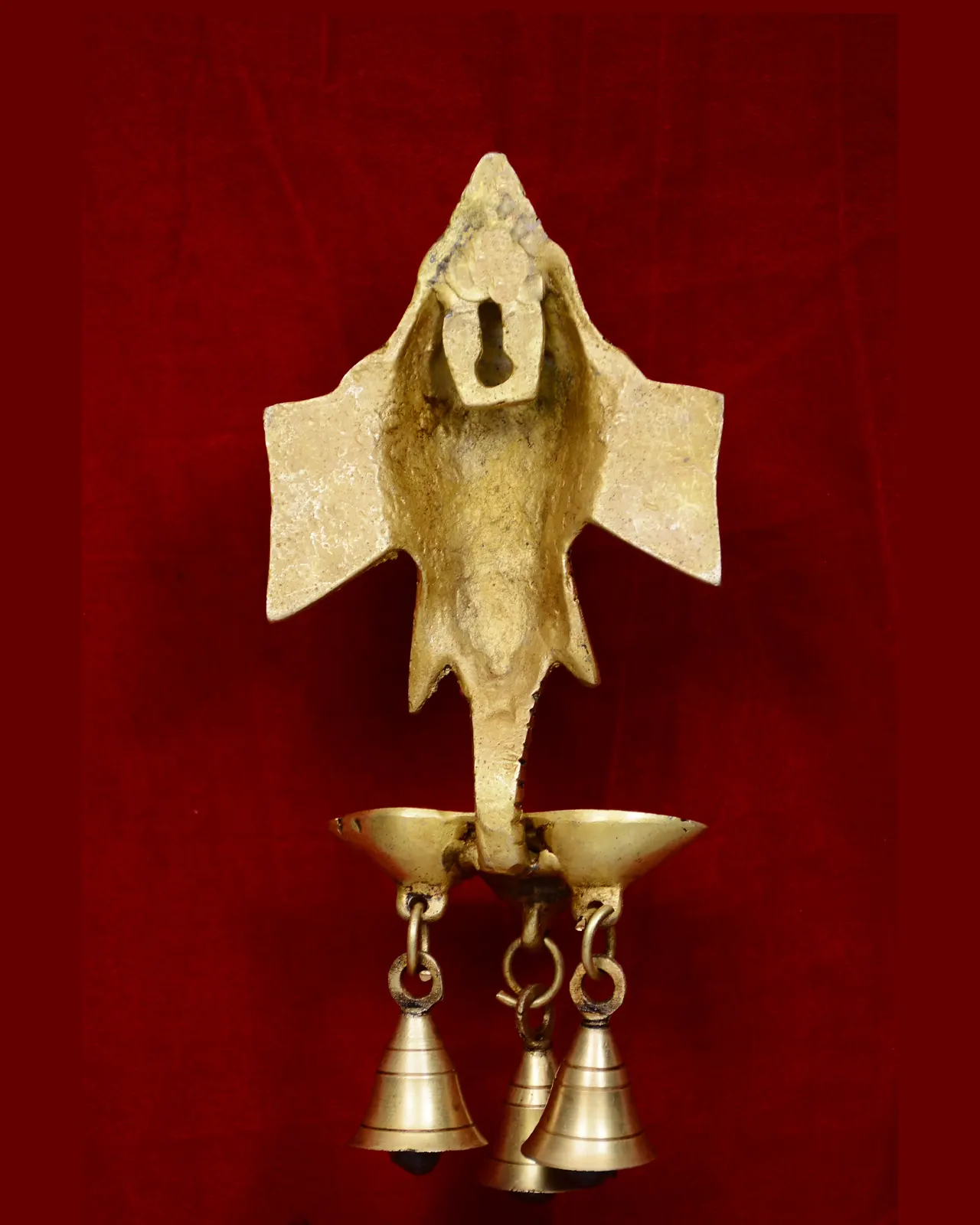 Brass Ganesha Face with Deepak and bell 10 inches - image 4