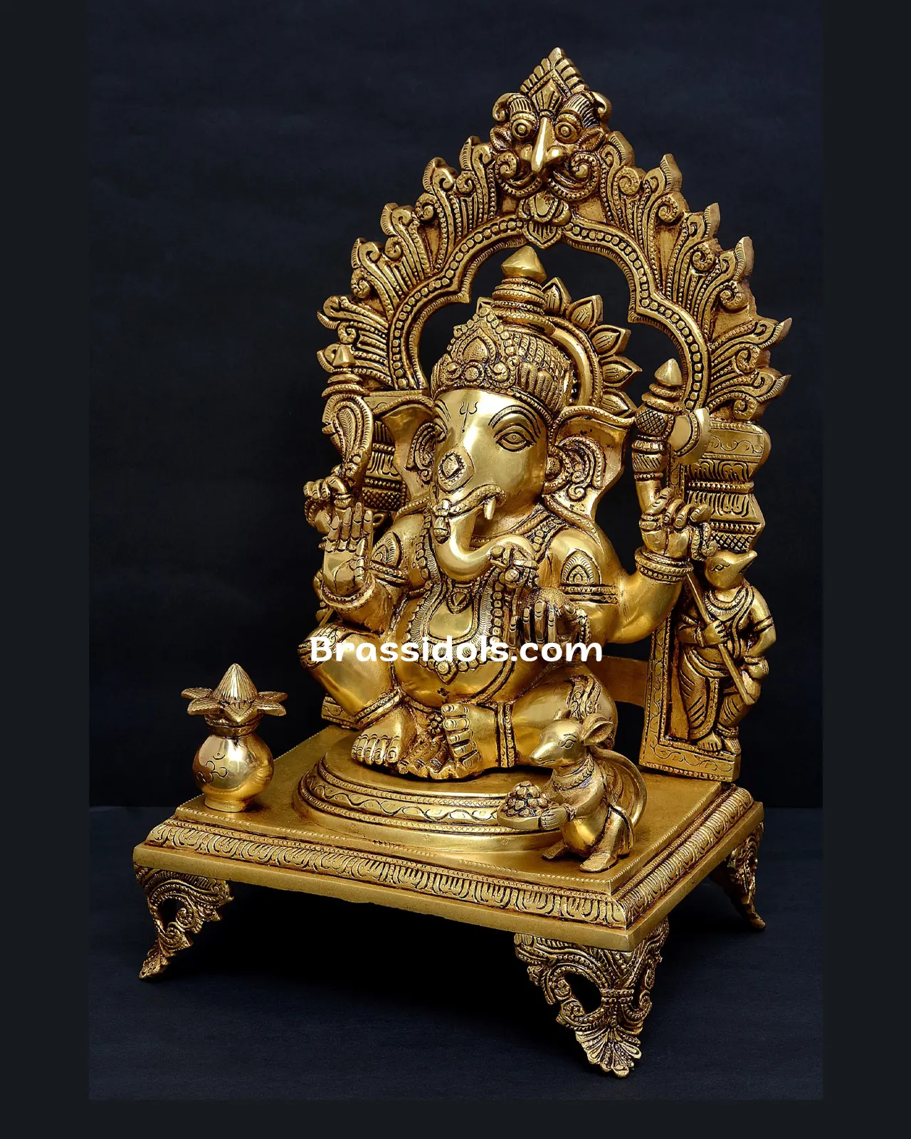 Brass frame cowki Ganesha idol - 18 inches - image 3