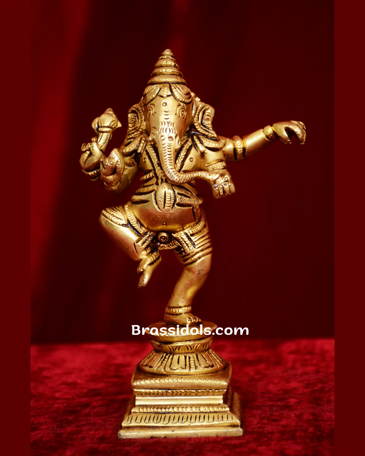 Brass Dancing Ganesha idol - 6.5 inches