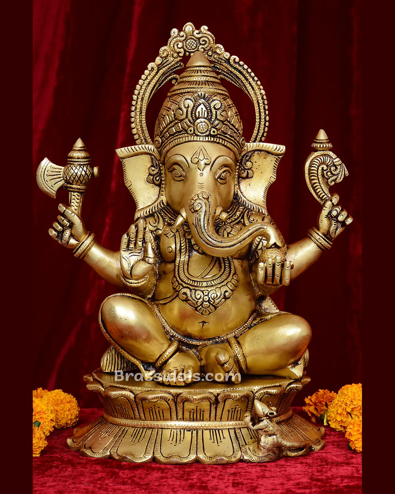 7 Inches Brass Krishna Idol Round Base
