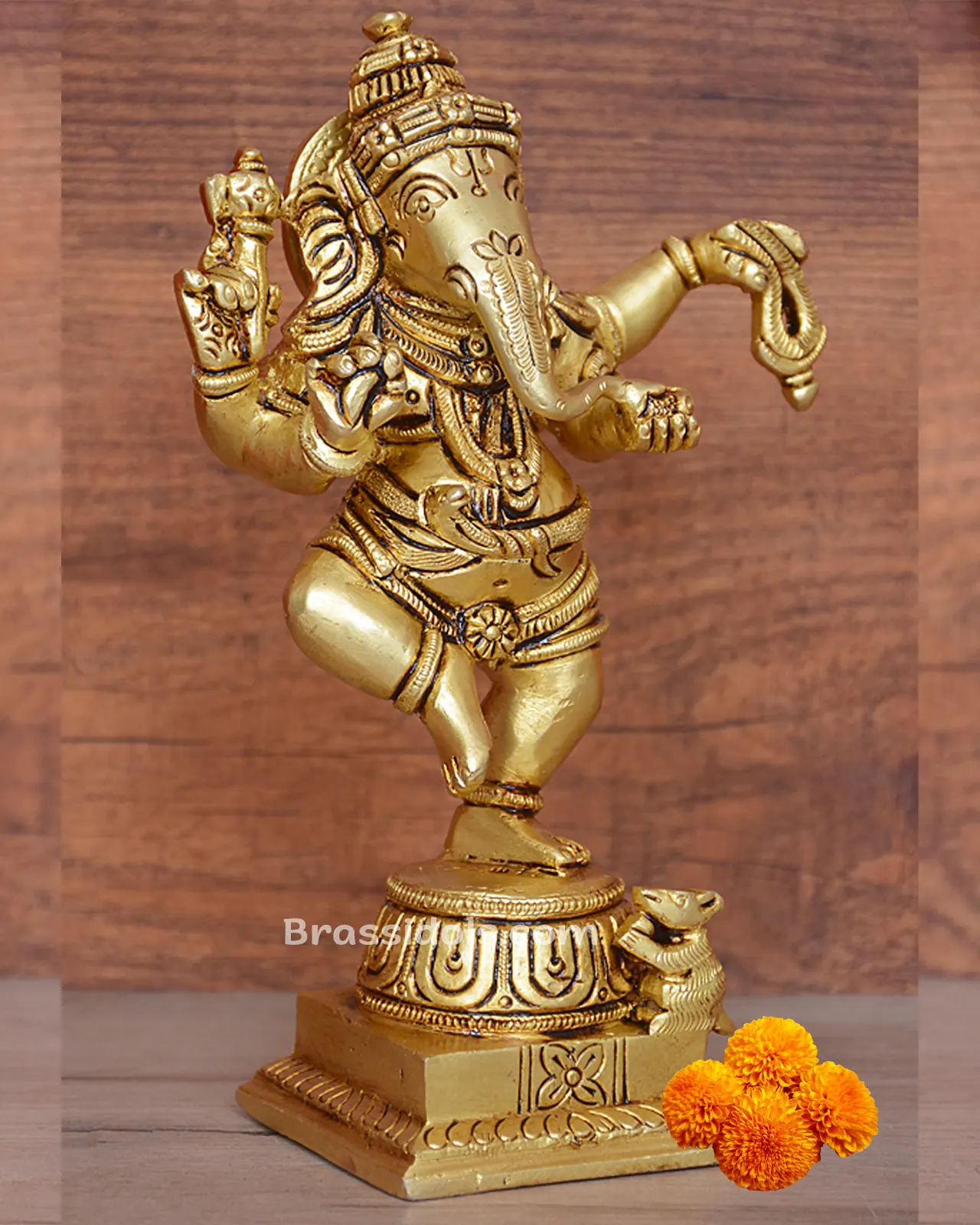 Brass Dancing Lord Ganesha Idol - 6 inches - image 6