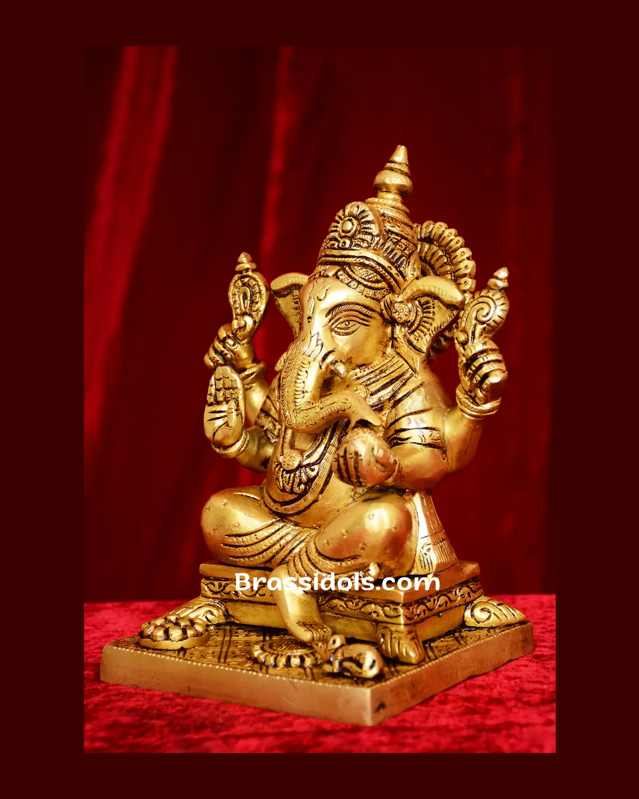 Brass Double Choki Ganesh - 8 inches - image 3