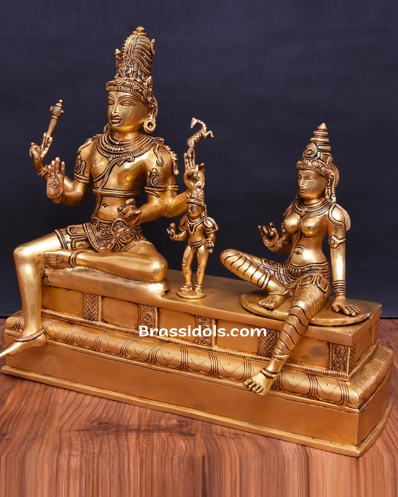 Holy Sitting Shivan Parvathi Brass Idols - 12 Inches - image 3
