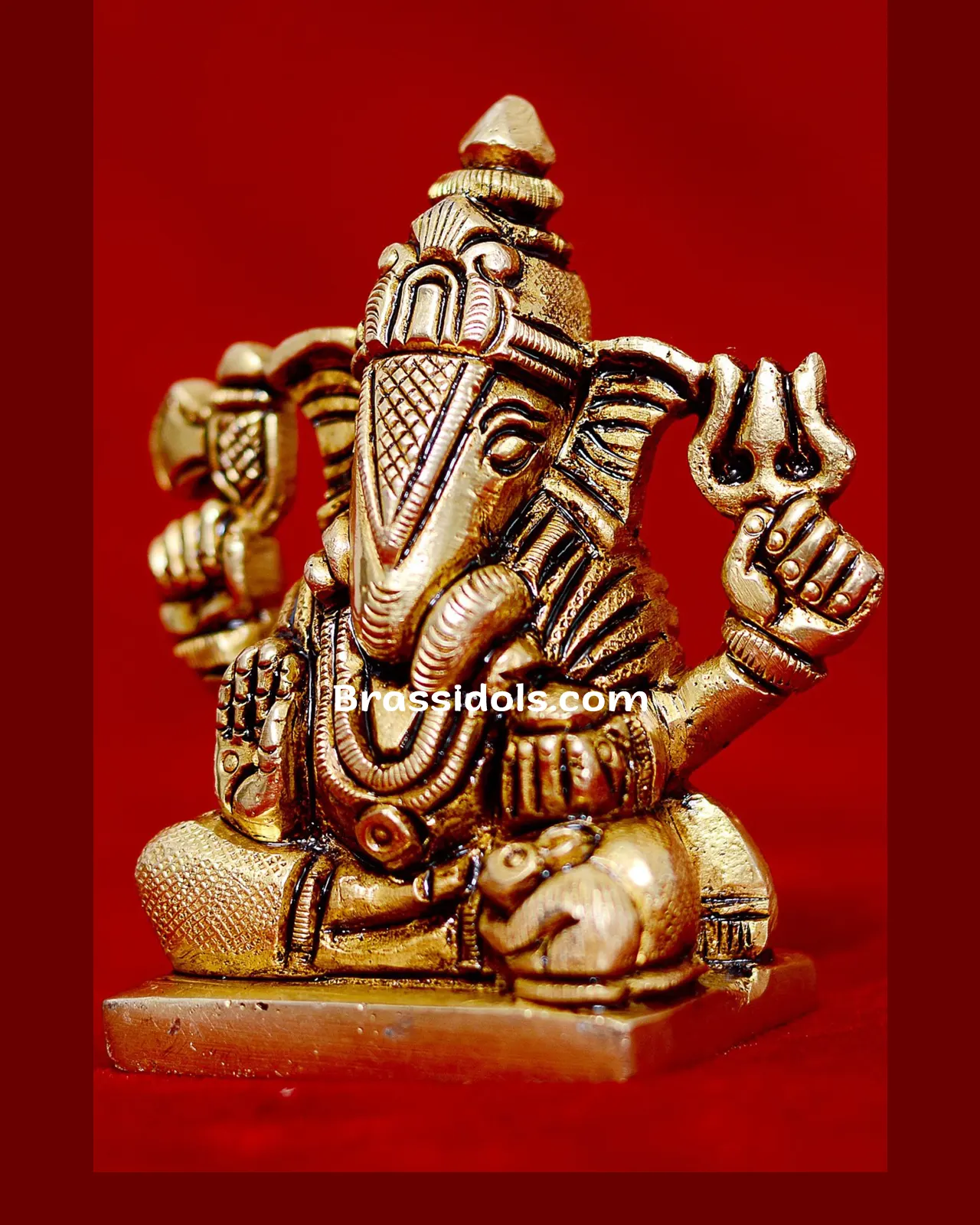 Brass Dagudu Ganesha Square Base idol - 5.5 inches - image 3