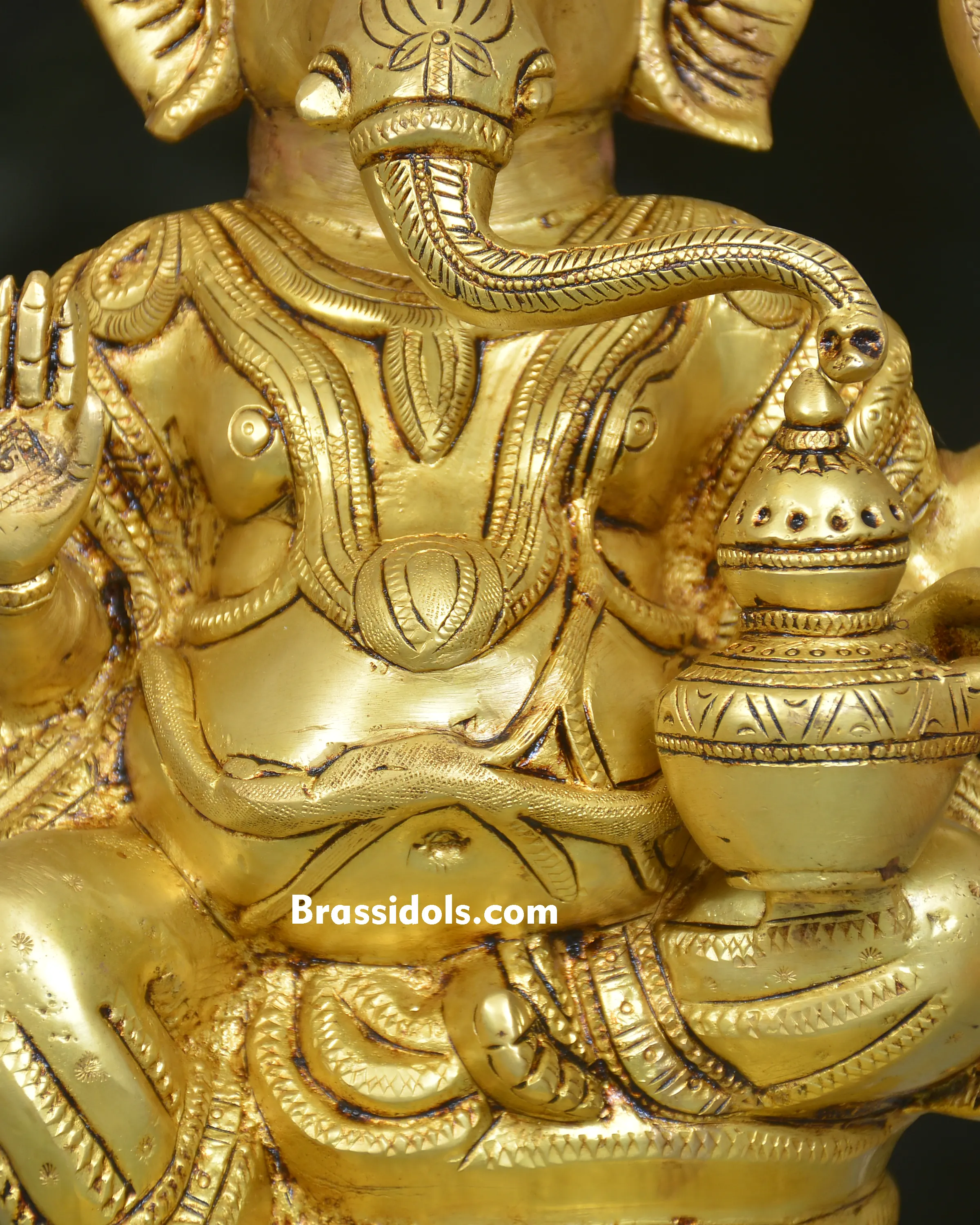 BRASS SITTING CHOKI GANESH - image 3