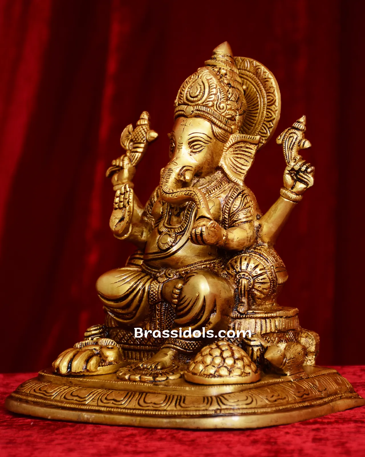 Brass Ganesha with fruit idol 11 inches - image 6