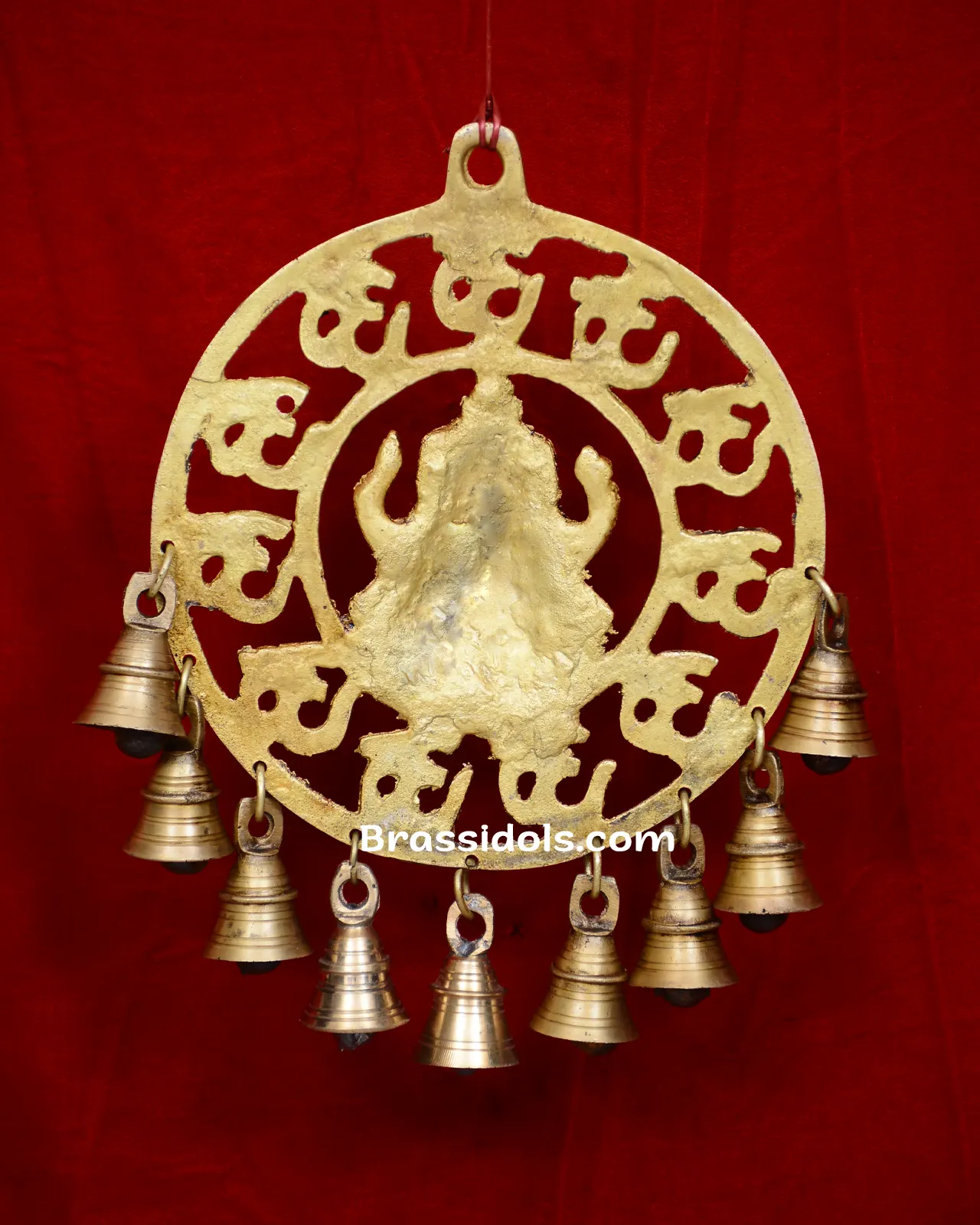 Brass Round Om Ganesh with bells wall Hanging - image 10