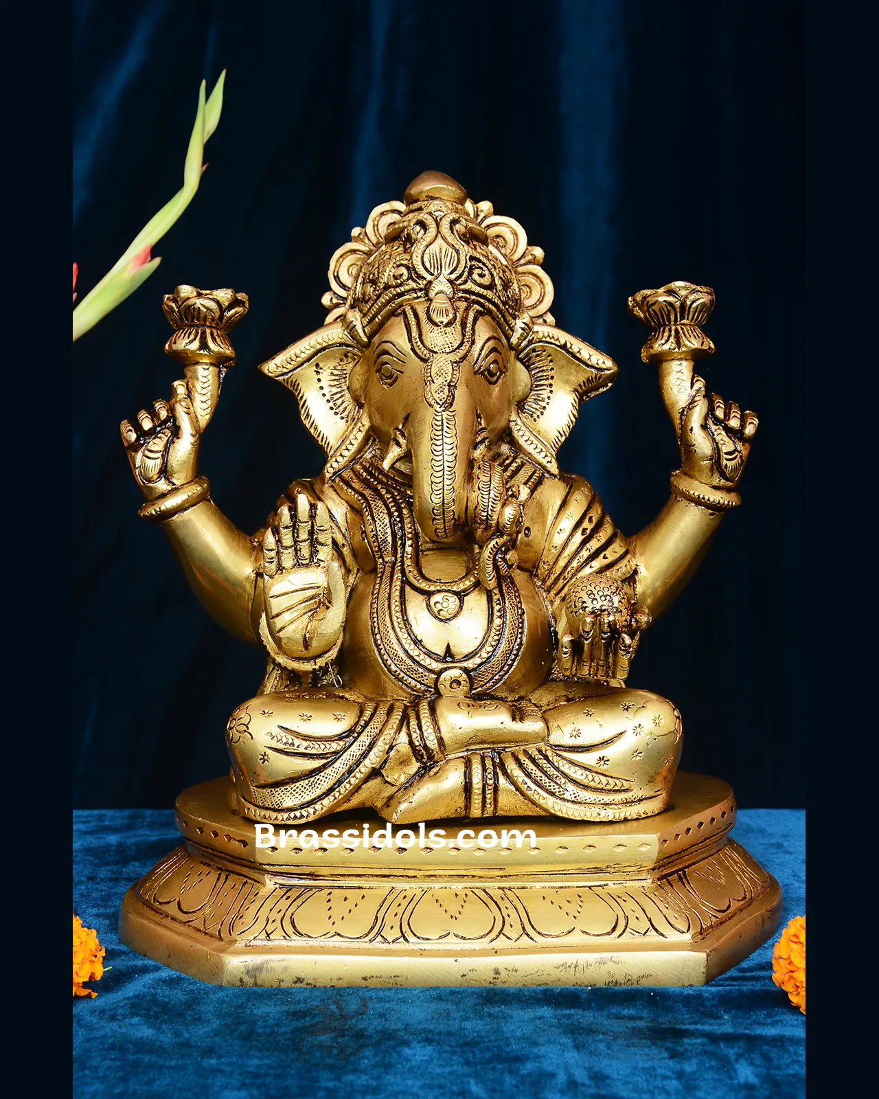 Brass Dagudu Ganesh idol - 8.5 inches - image 5
