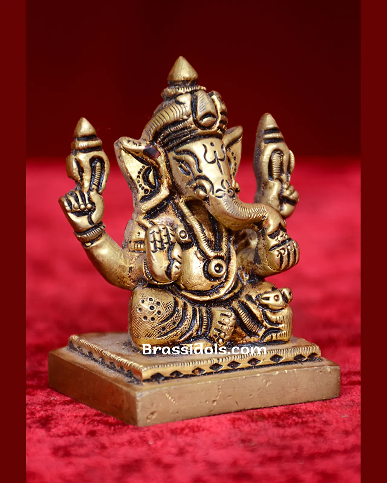 Brass small sitting Ganesh idol - 2.5 inches - image 6
