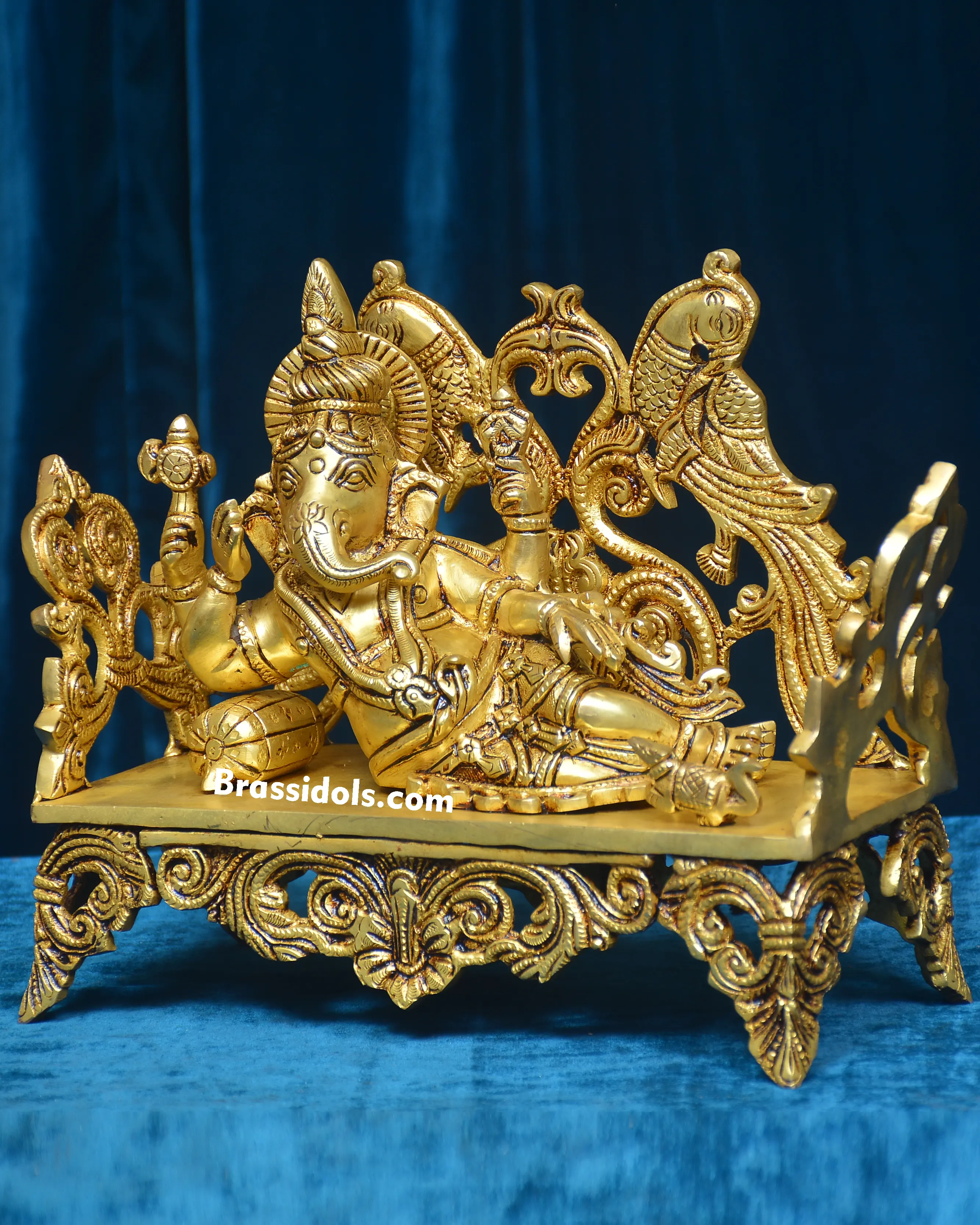BRASS SINGHASHAN GANESH - image 4