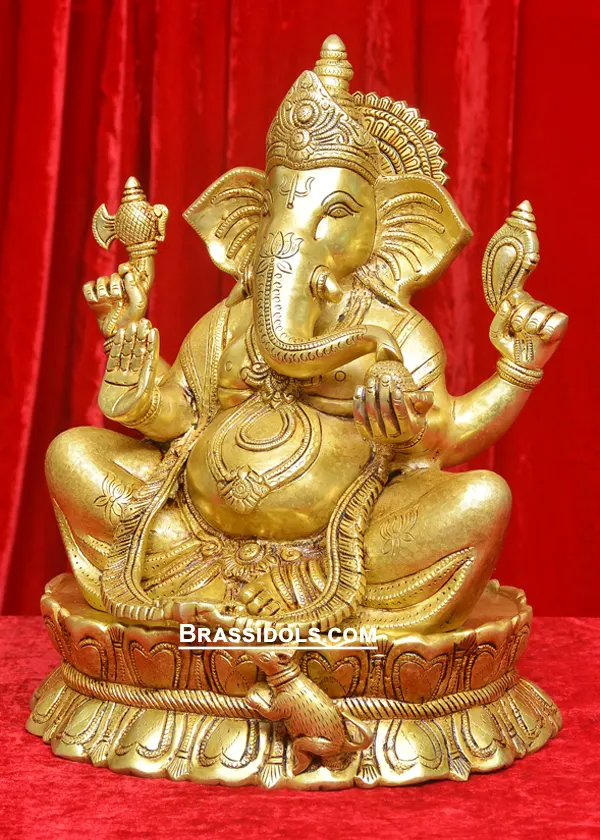 Sitting Kamal Ganesh Idols 14 inches - image 4