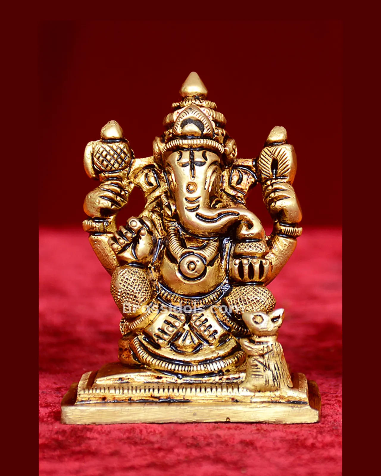 Brass Ganesha Statue with Modak- 2 inches - image 5
