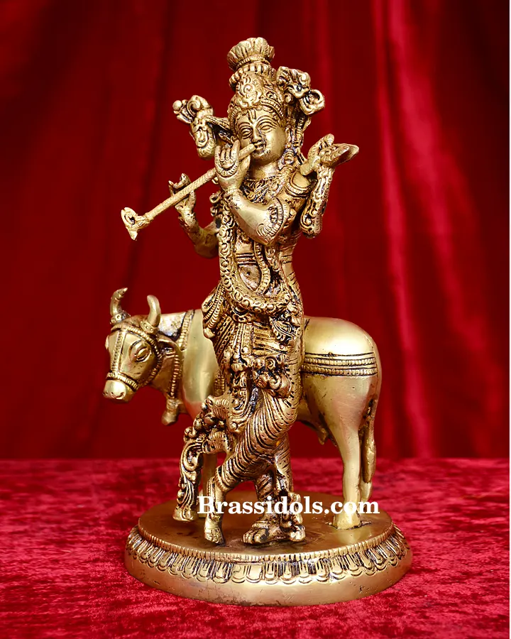Round Base Cow Krishna - image 3
