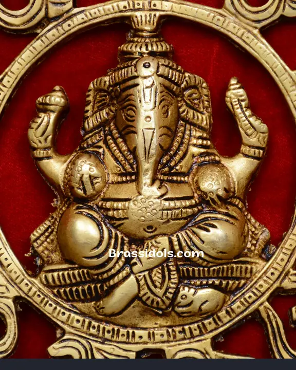Brass Round Om Ganesh with bells wall Hanging - image 9