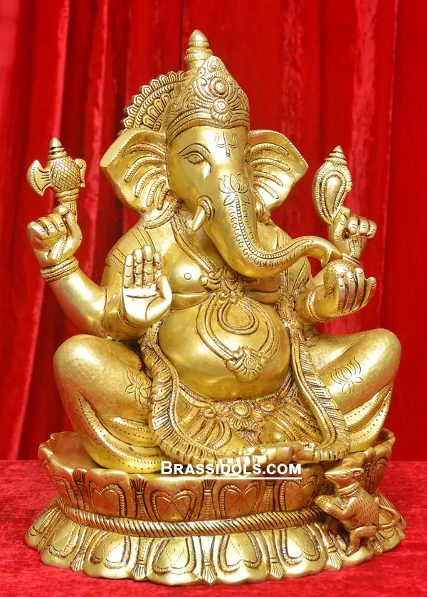 Sitting Kamal Ganesh Idols 14 inches - image 3