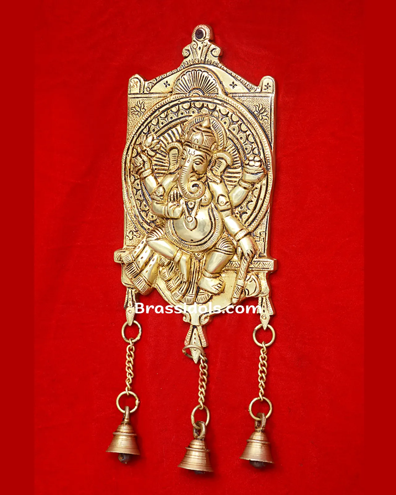 Brass Ganesha Door Hanging with Bells- 13 inches - image 3