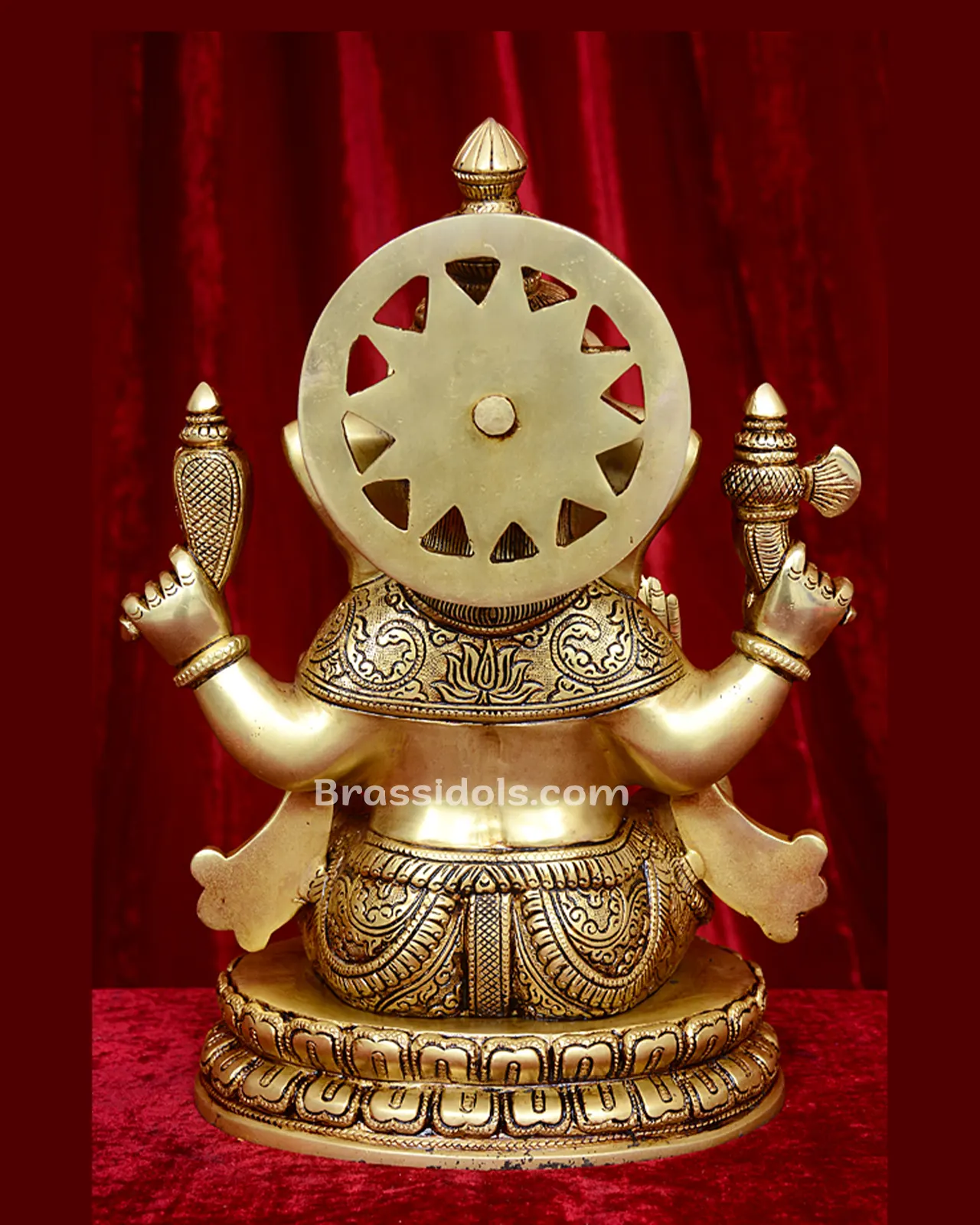 Brass Round Base Ganesha Statue Ganpati Idol - 12 inches - image 8