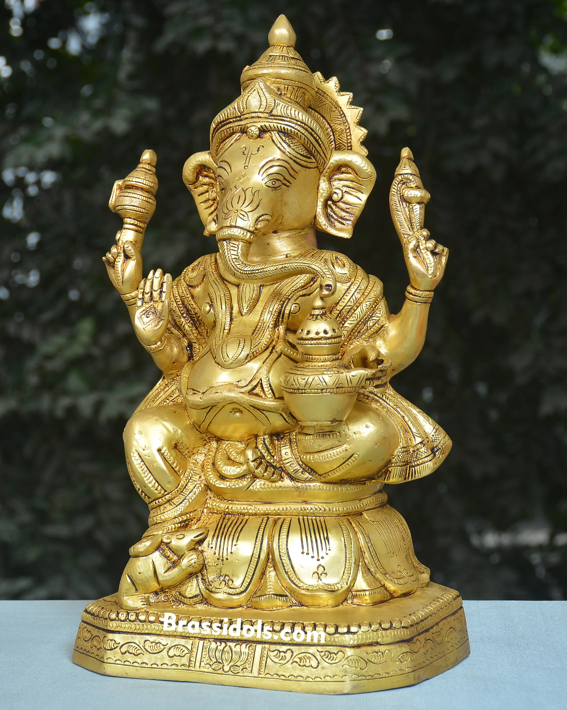 BRASS SITTING CHOKI GANESH - image 5