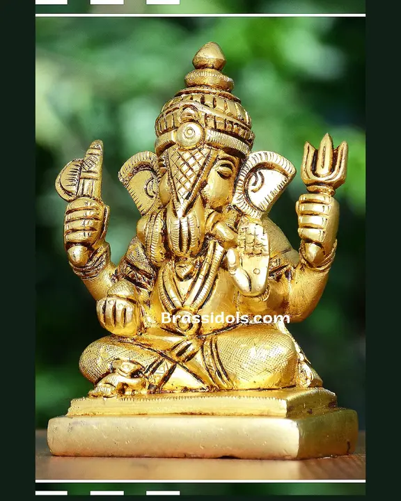 Brass Dagdu Ganesha idol - 3.5 inches - image 3