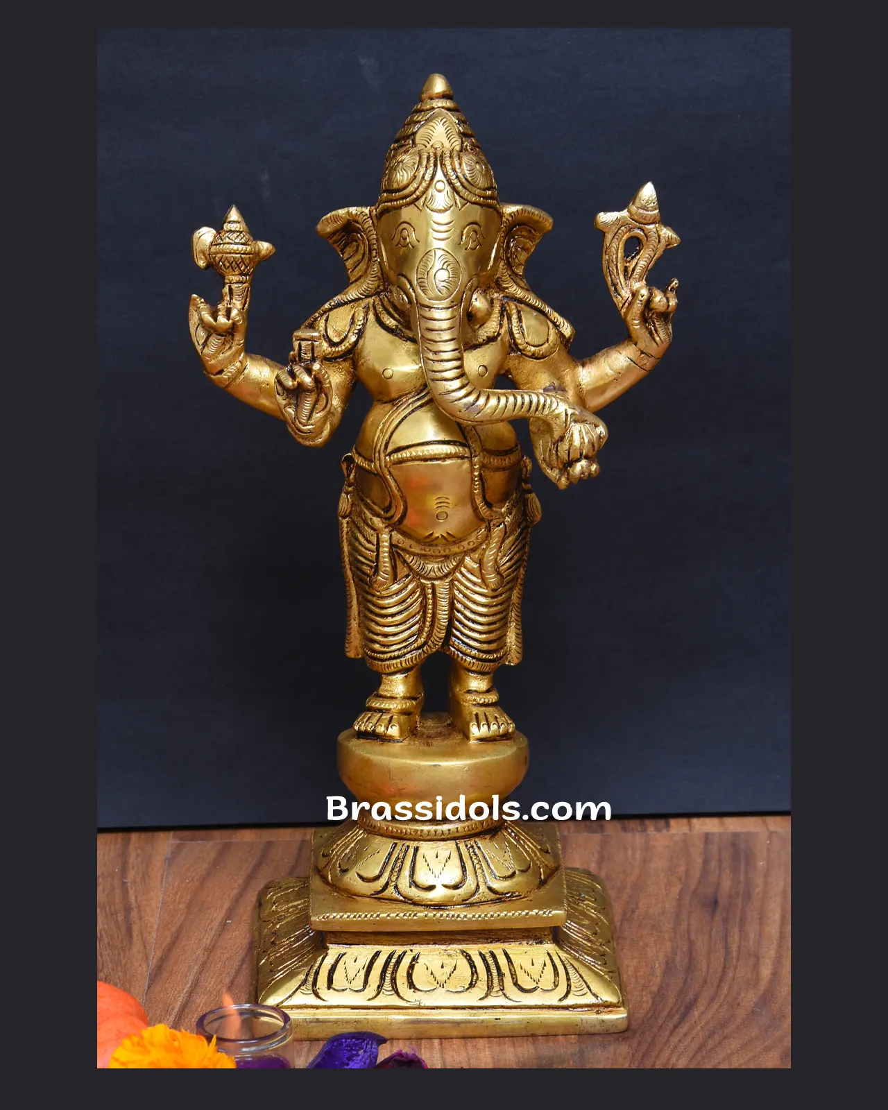 Brass Standing Ganesh idol - 9 inches - image 3