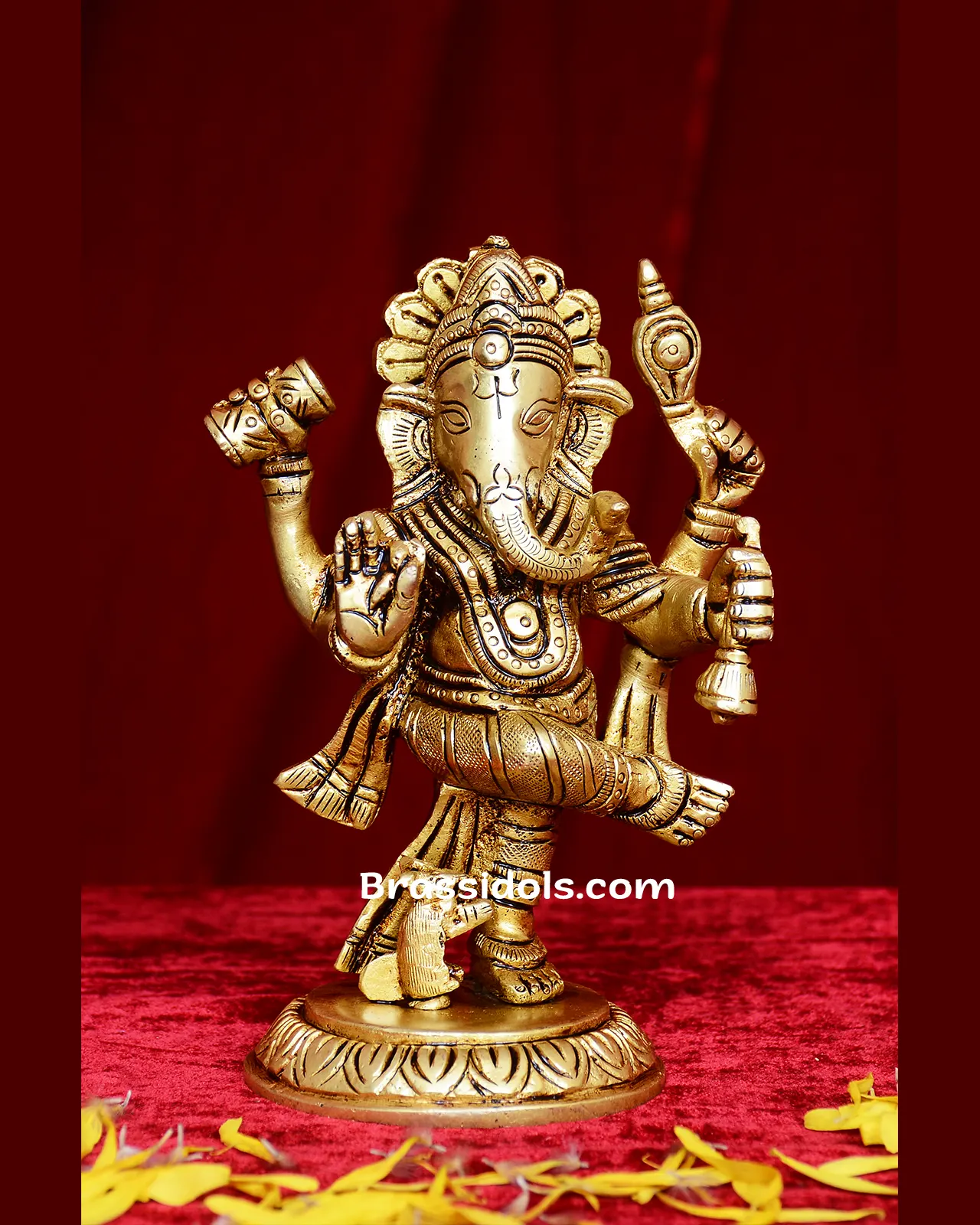 Brass Dancing Ganesh idol - 6 inches - image 5