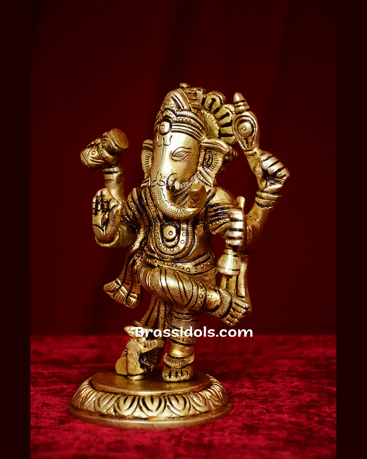 Brass Dancing Ganesh idol - 6 inches - image 6