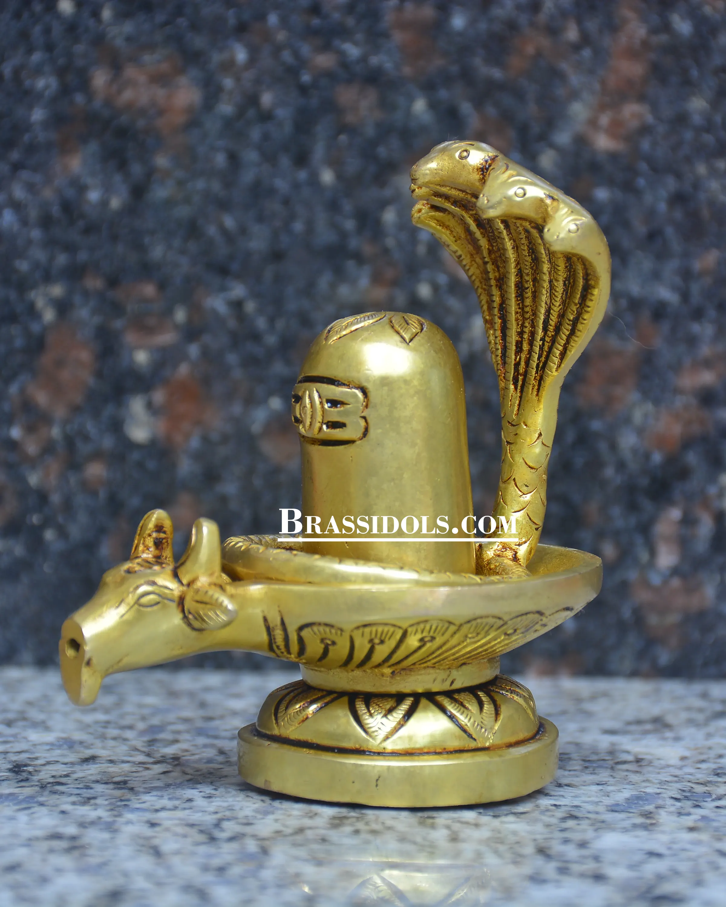 Brass Naag Nandi Shivling 4 inch - image 4