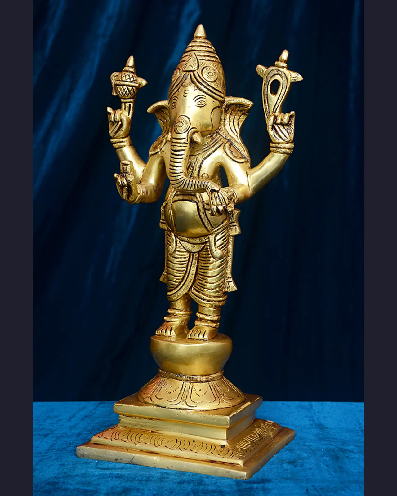 Pure Brass Standing Ganesha idol - 13 inches - image 3