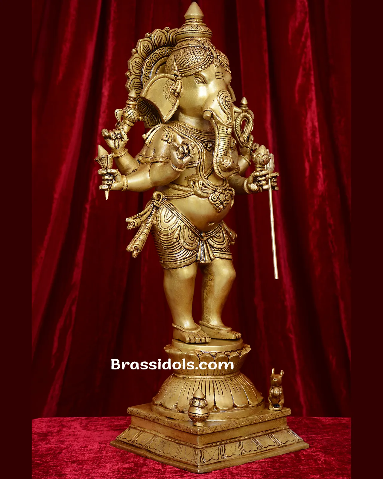 Brass Standing Six-Hand Ganesha Idol for Home and Puja - 26 inches - image 9