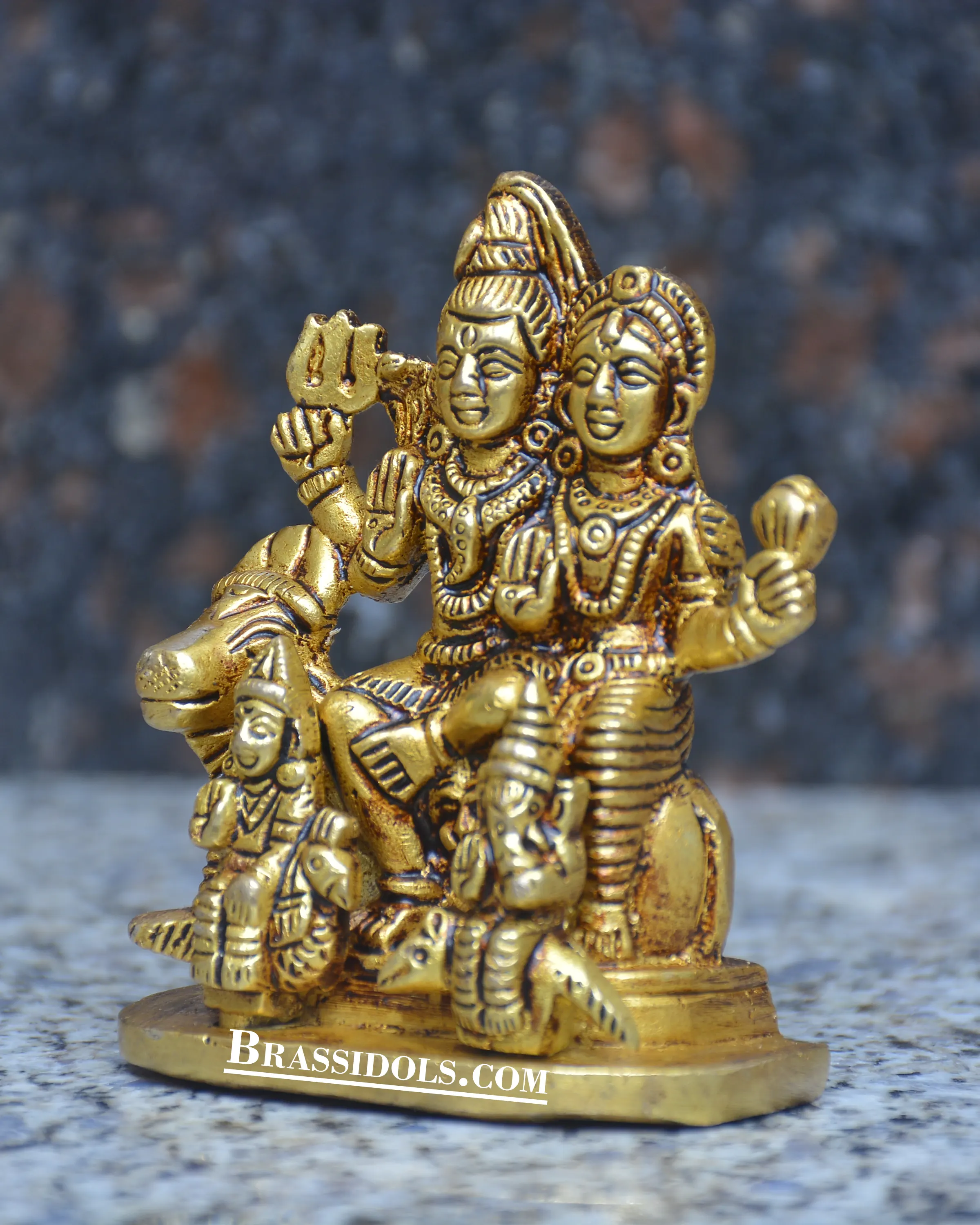 Brass Sitting Shiv Family 3.5 inch - image 3