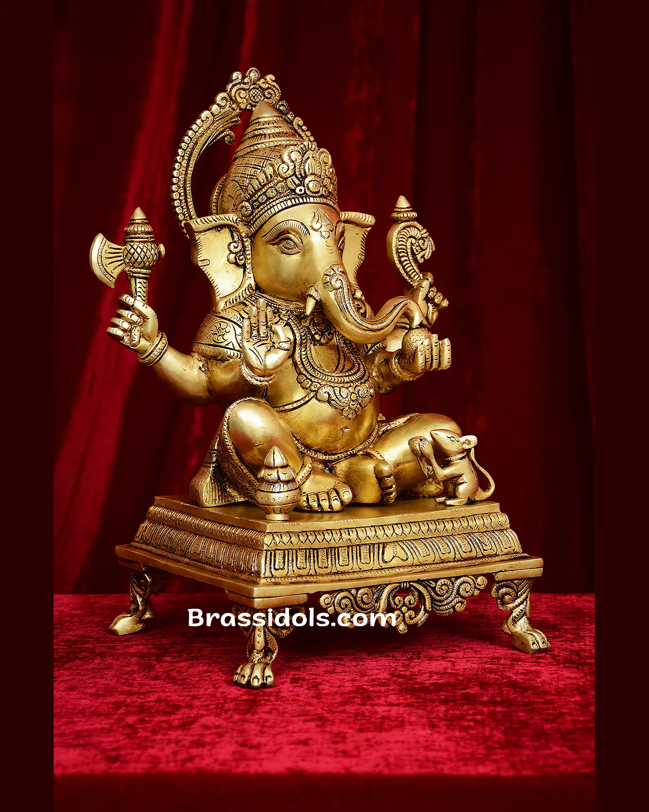 Brass Chowki Square Base Ganesh idol - 15 inches - image 7