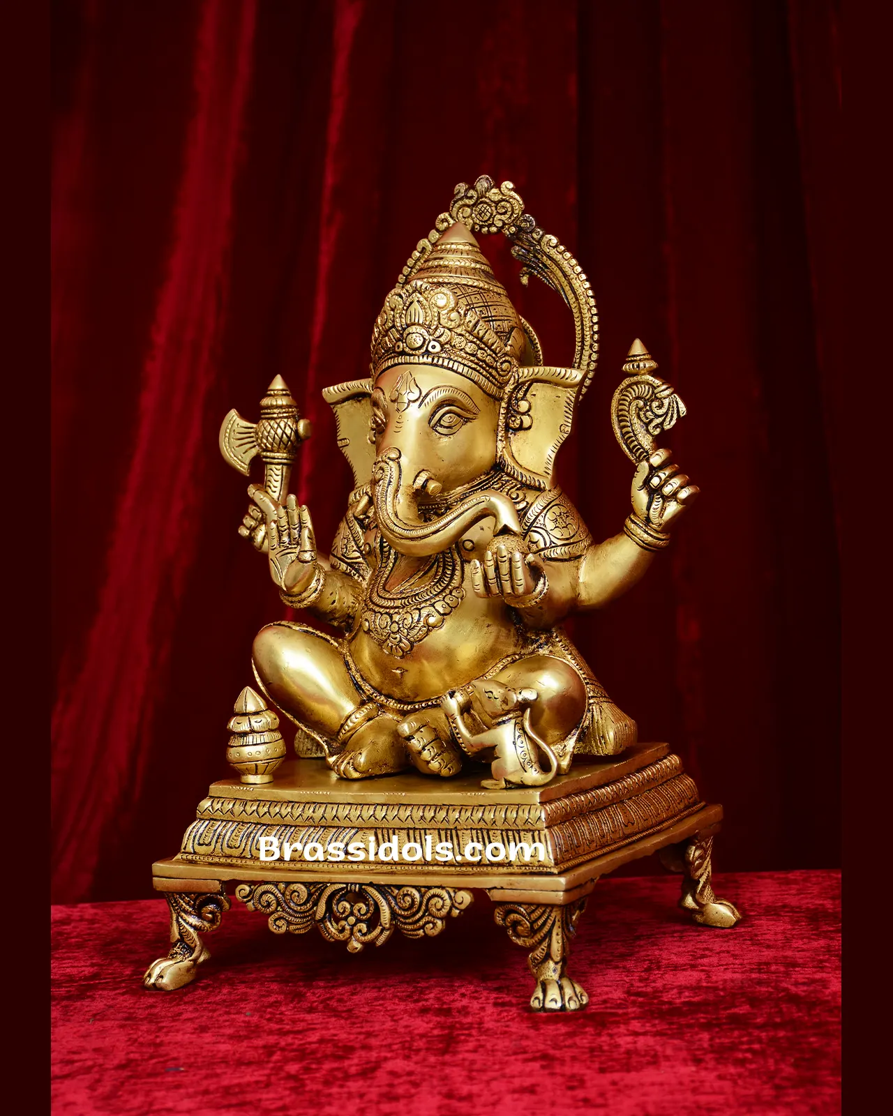 Brass Chowki Square Base Ganesh idol - 15 inches - image 6