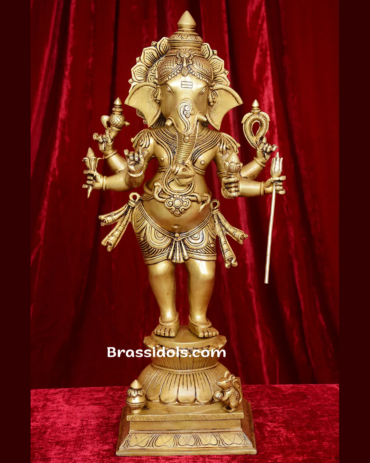Brass Standing Six-Hand Ganesha Idol for Home and Puja - 26 inches - image 6
