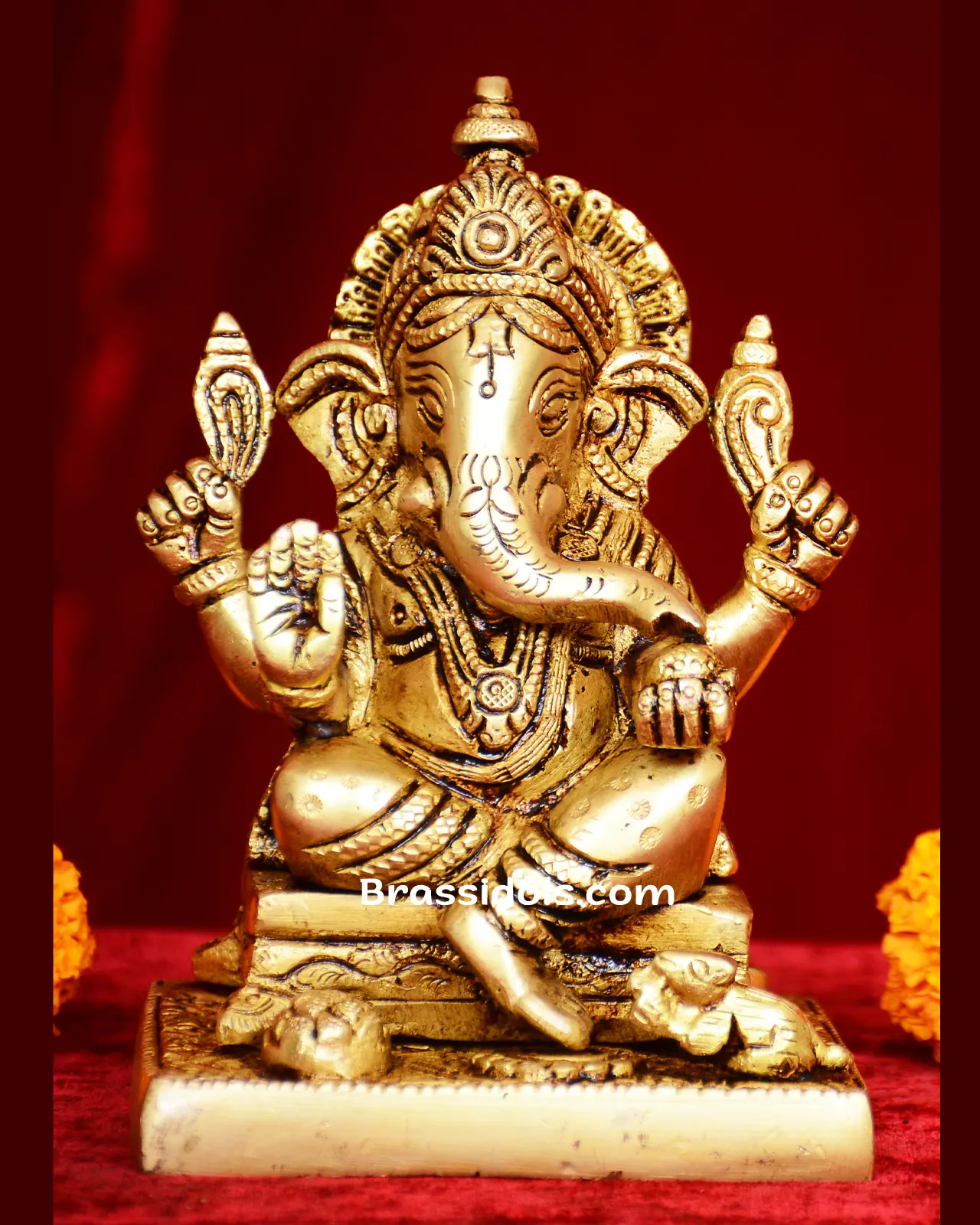Brass Double Choki Ganesh - 5 inches