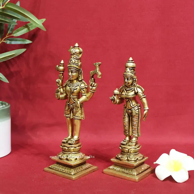 8 inches standing Brass Lord Shiva and Parvathi Idol - secondary