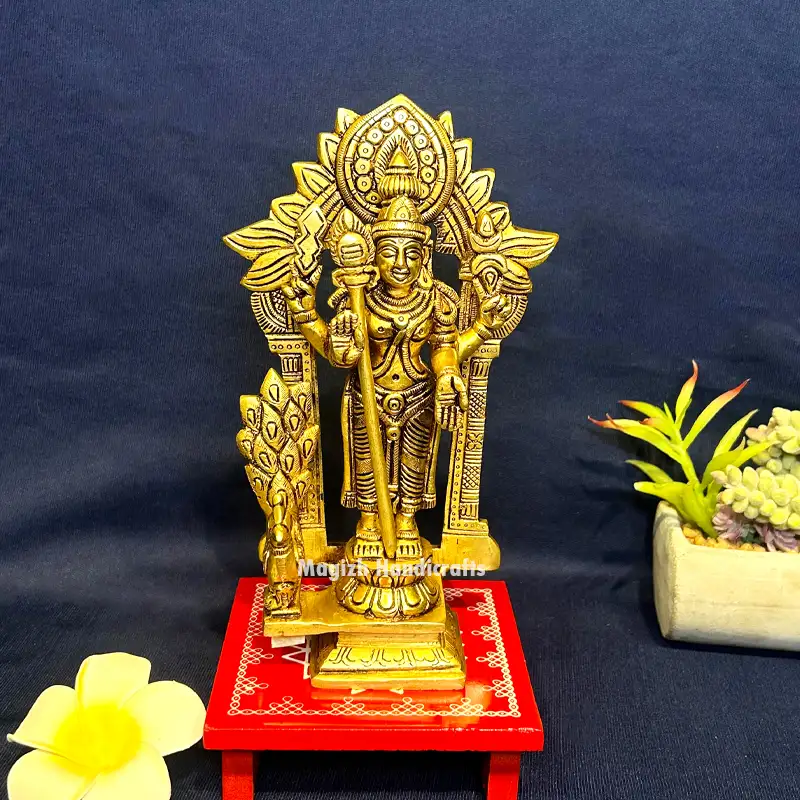 Brass Murugan Sun Thiruvachi idol - 8 inches