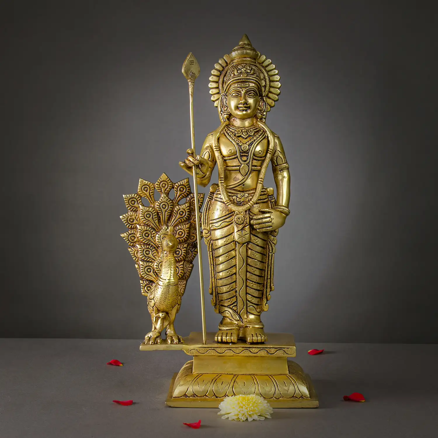 16 inches Brass Standing Murugan with Vel idol