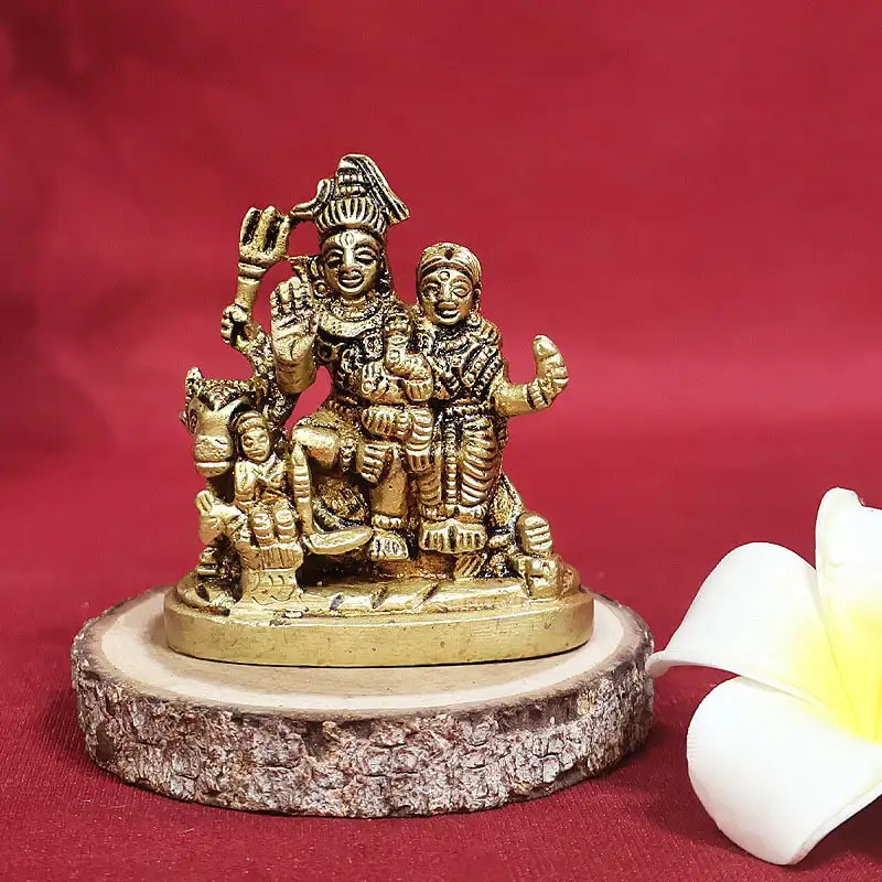 2.5 inches Brass Lord Shiva family set statue