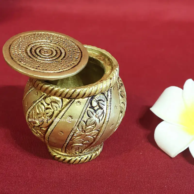3 inches Brass Kubera Paanai with lid