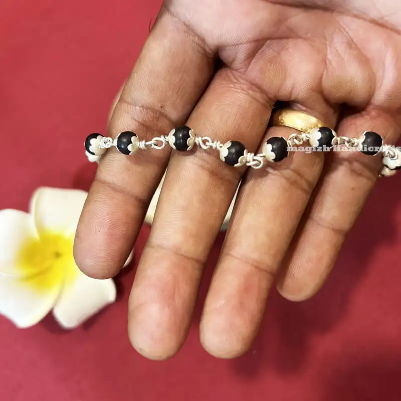 Original karungali Pure Silver cup Bracelet-6mm