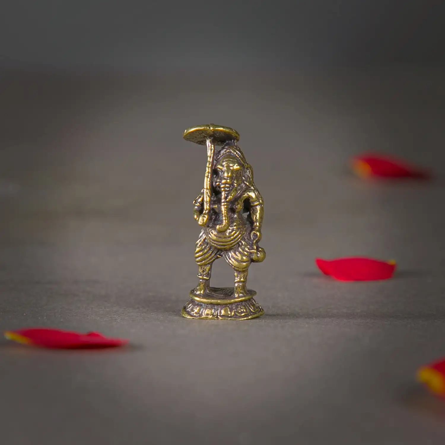 1 inch Brass mini standing umbrella Ganesha idol