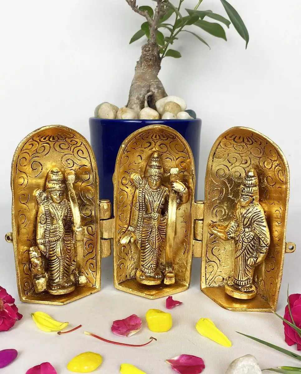 Aluminium gold brass Rama lakshman seetha Hanuman darbar statue - secondary