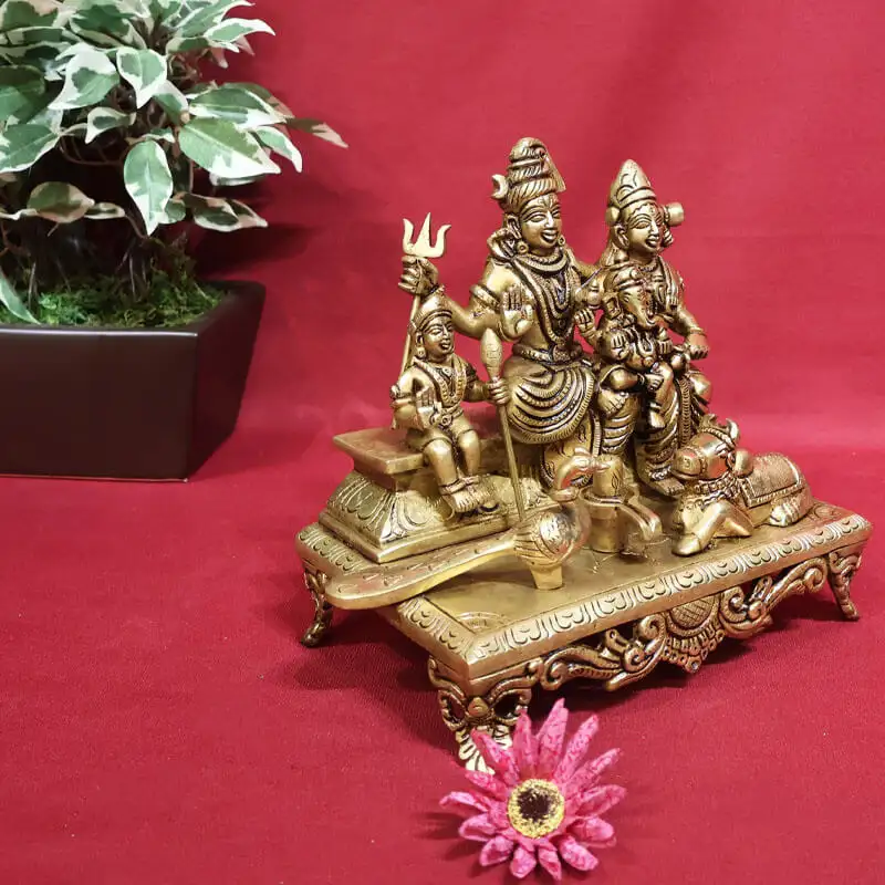 7 inches Brass Lord Shiva family set statue SC - secondary