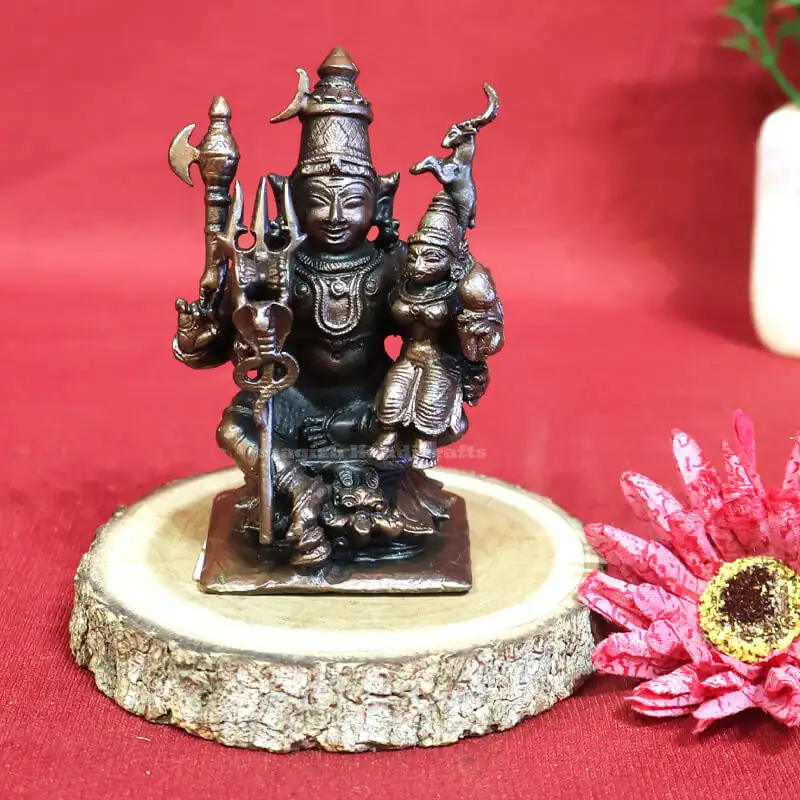 3 inches Copper Lord Siva with Parvathi idol
