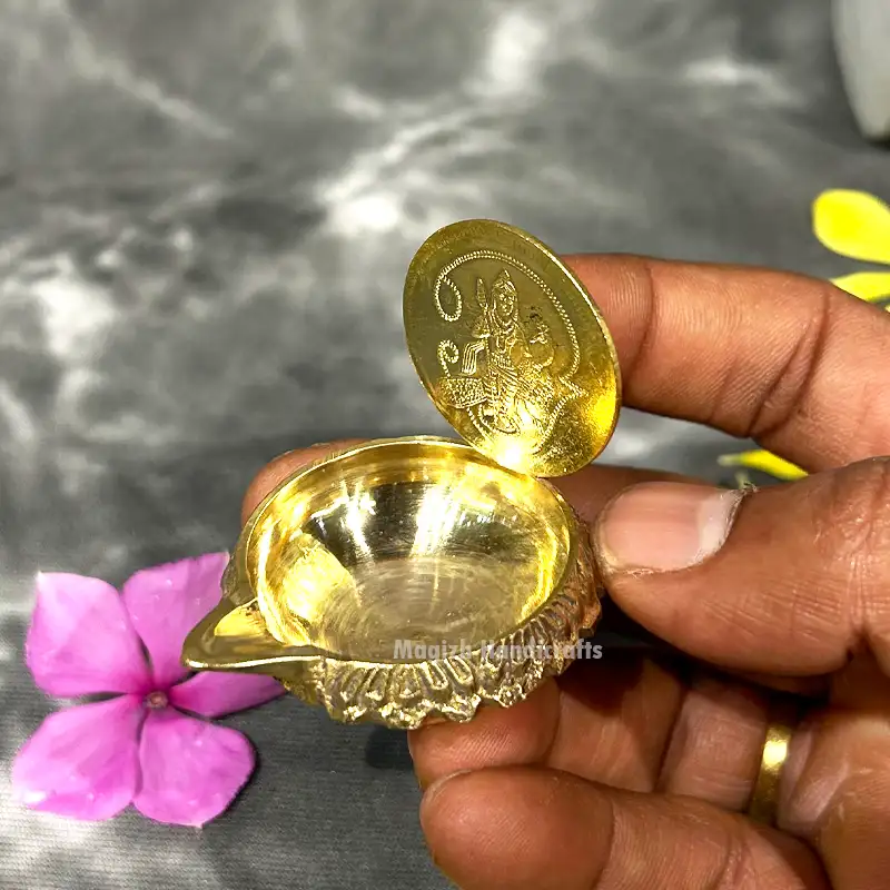 Brass Murugan coin Lamp hover
