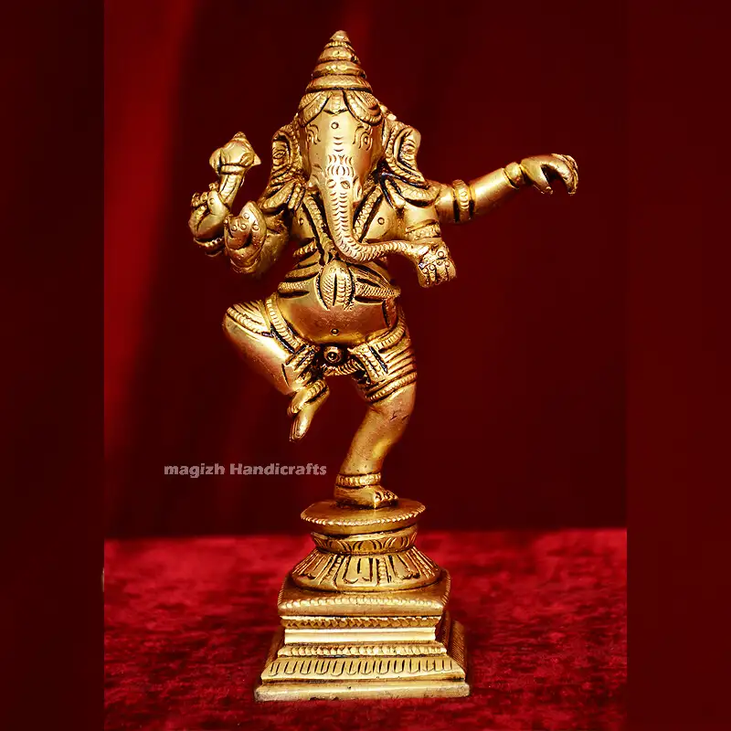 Brass Dancing Ganesha idol (6.5 Inches)