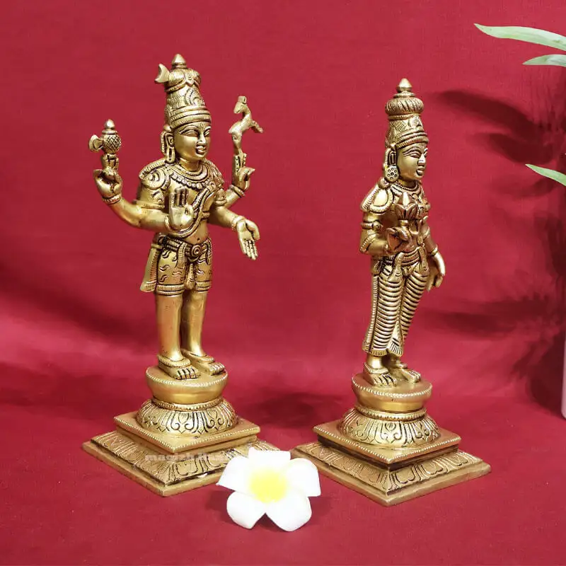 11 inches standing Brass Lord Shiva and Parvathi Idol - secondary