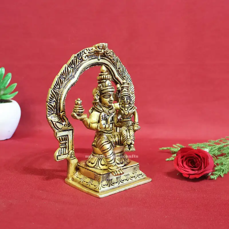 6 inches Brass Swarna Akarshana Bhairava idol with frame - secondary
