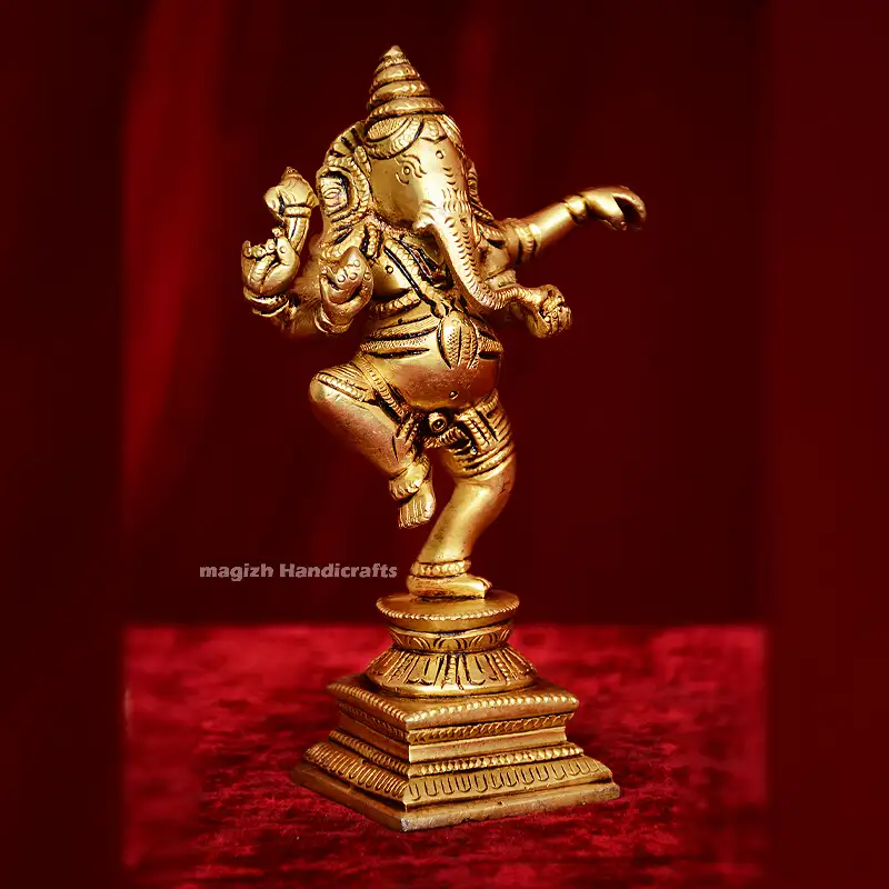 Brass Dancing Ganesha idol (6.5 Inches) - secondary