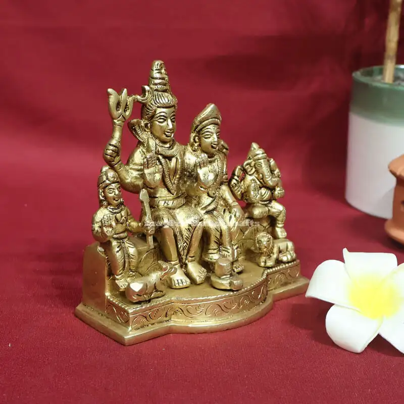 4.5 inches Brass Lord Shiva family set statue - secondary